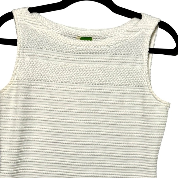 by Anthropologie Textured Knit White Sleeveless Ribbed Stretchy Wide Neck Tank - Picture 3 of 9